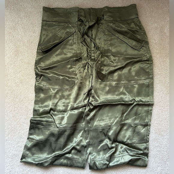 J. Crew Frosty Olive Satin Cargo Pants - Picture 3 of 7